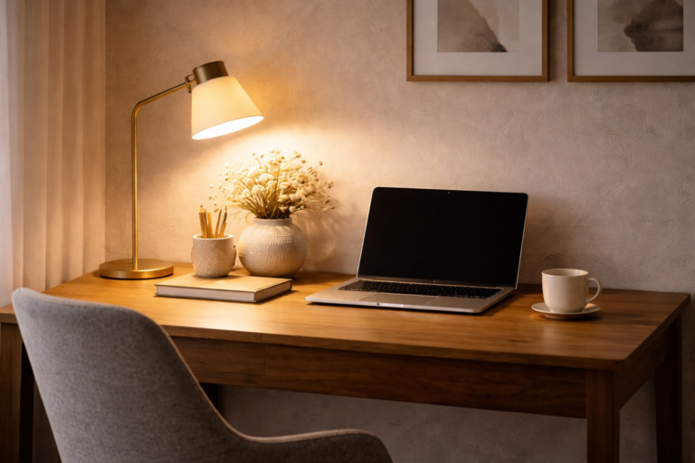 home office desk lamp setup for productivity