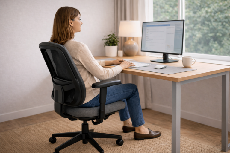 ergonomic office chair in a home office setup