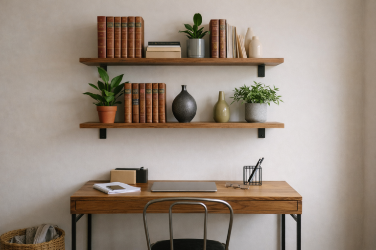 vertical storage in small home office