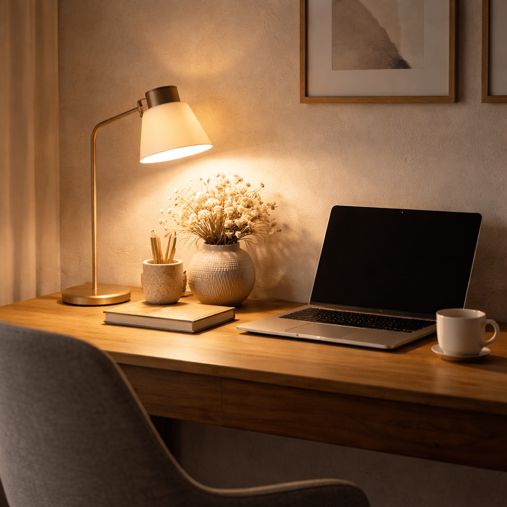 home office desk lamp setup for productivity