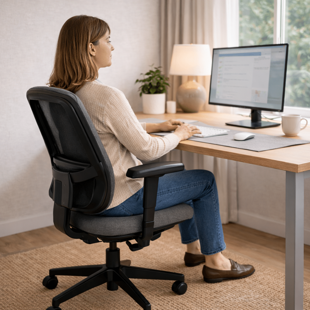 ergonomic office chair in a home office setup