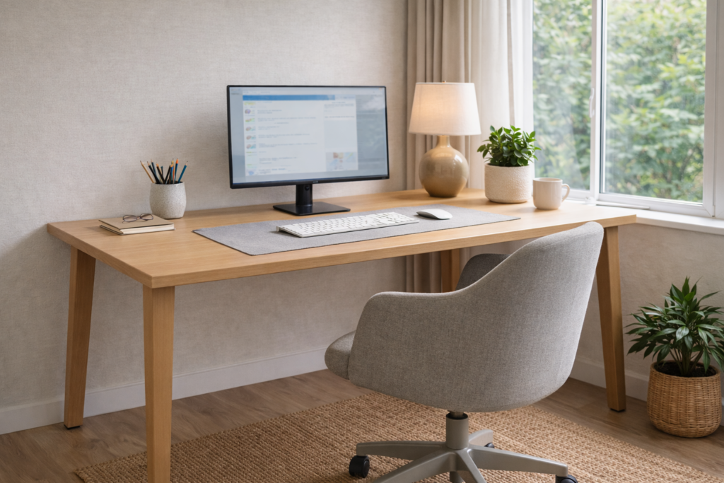 minimal home office setup for focus