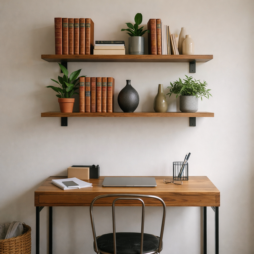 vertical storage in small home office